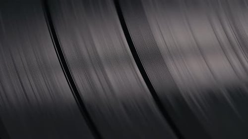 Abstract Black Vinyl Record Close Up Spinning