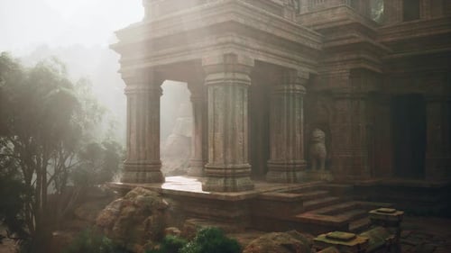 Abandoned Temple Ruins in Dense Forest