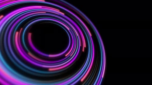 Abstract Neon Light Circles Animated Loop Background