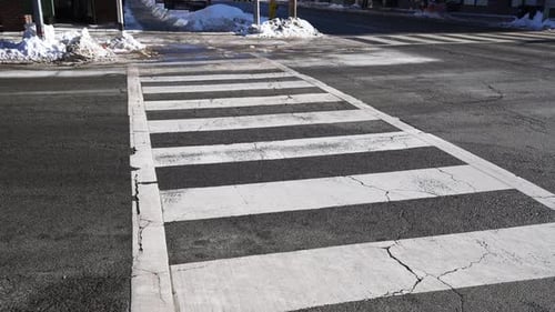 Zebra Crossing at Intersection in Downtown Oshawa Ontario Canada