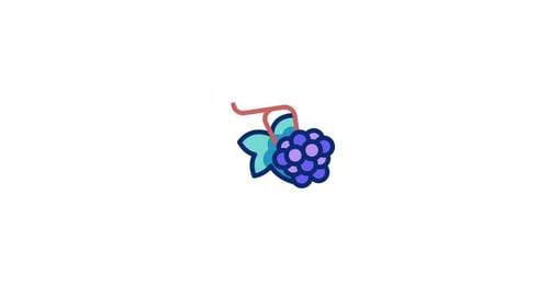 Modern Animated Grapes Fruit Icon with Leaves