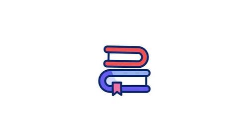 Animated Stack of Books with Bookmark Flat Design Icon