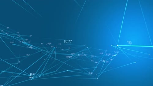 Movements of data, numbers, lines. Structural motion animation technique. Machine learning. Big data