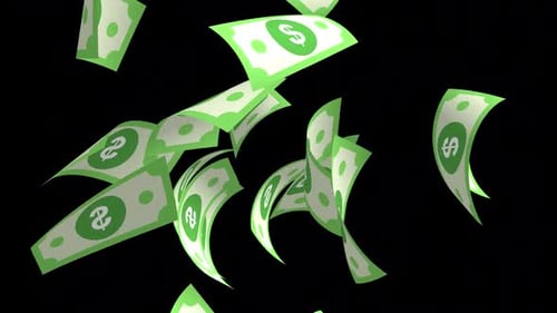 Falling Money Cash Banknotes Finance Currency Loop Animation