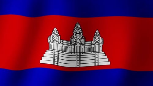 Animated Cambodian National Flag Waving Seamless Loop