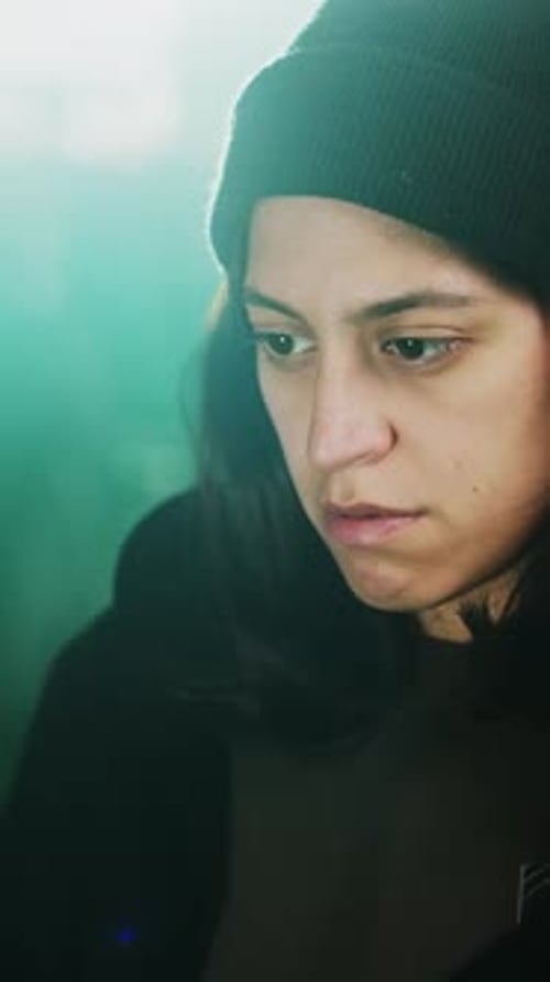 Young Adult Close Up Portrait With Beanie