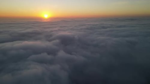 Aerial View of Clouds at Sunrise or Sunset