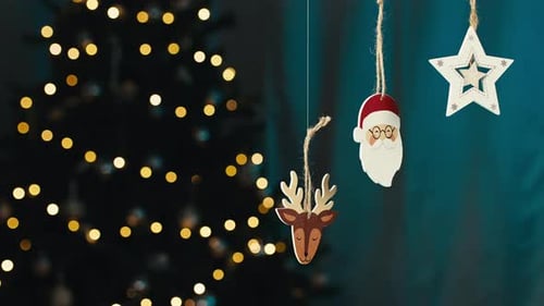 Christmas Ornaments with Lights and Decorative Christmas Tree