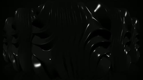 Black Glossy Fluid Waves Abstract Motion Background Loop