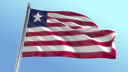 Liberia National Flag Waving in Wind Loop