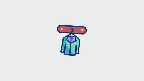 Swinging Flat Design Coat on Hanger Animation