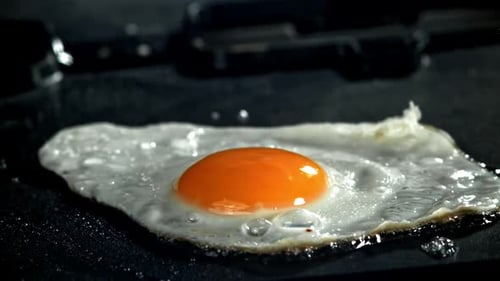 A Sizzling Macro Cinematic Close Up Of A Perfect Sunny Side Egg