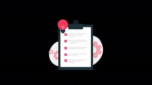 Corporate Process Checklist Animation with Idea Lightbulb