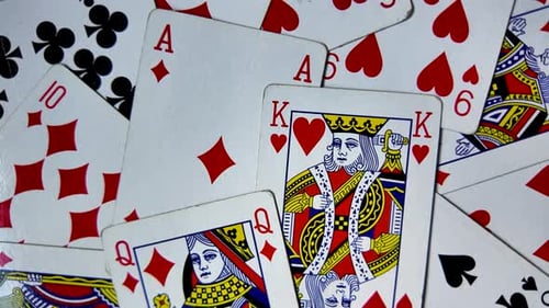 Close Up View of Scattered Playing Cards