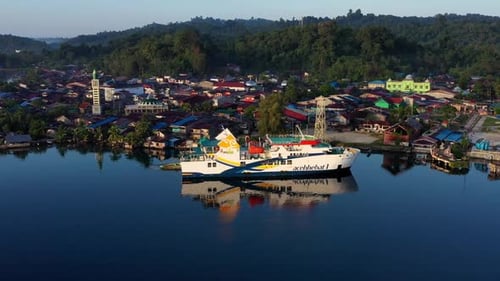 AH - Aerial View of Small Coastal Village