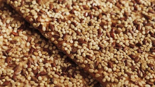 Close Up View of Crispy Flatbread Crackers
