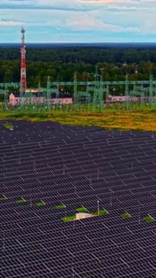 Parque solar y planta de energía.