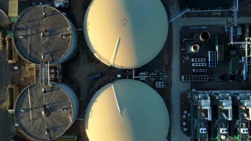 Aerial view of industrial structures, United Kingdom.