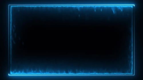 Blue Neon Rectangle Border Loop V12
