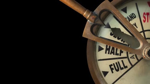 Close Up of Antique Brass Ship Engine Telegraph