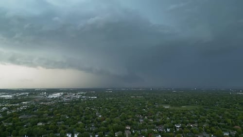 Stormy Skies Over Cityscape With Lightning