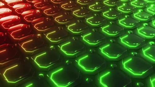 Illuminated hexagonal pattern with red and green lights