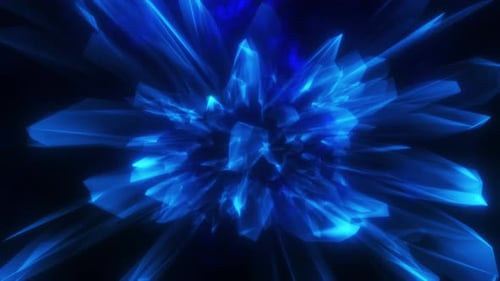 Dynamic Blue Glowing Crystal Energy Background Loop