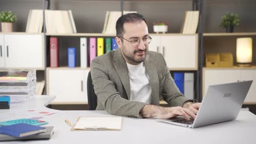 Businessman works in the office.