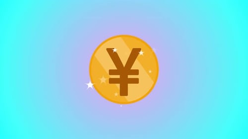 Modern Rotating Golden Yen Currency Symbol Animation