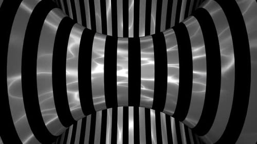 Abstract Black and White Shimmering Striped Tunnel Loop