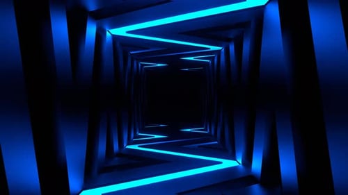 Blue Neon Curve Lines Corridor Background Vj Loop In 4K