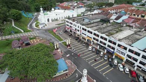 4K Aerial drone shot of Bukit Melawati Kuala Selangor lock track right shot