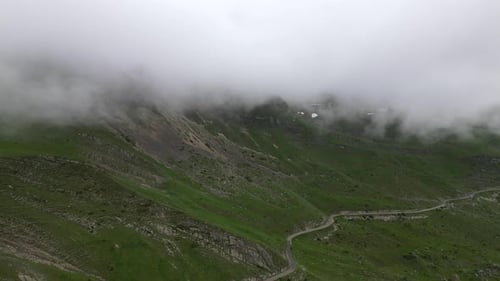 Mountains in the clouds. Durmitor National Park. Montenegro. Aerial view.