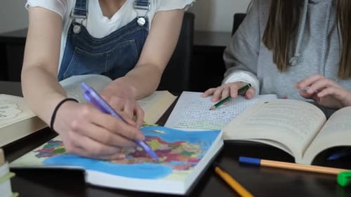 Students Examining Map