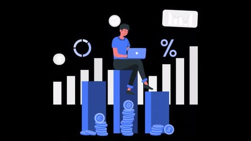 Flat Design Business Data Analysis and Financial Management Animation