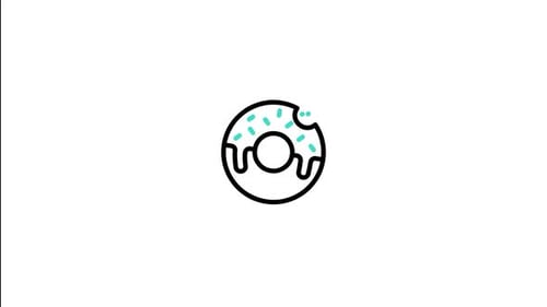 Minimalist Line Art Donut Eating Animation