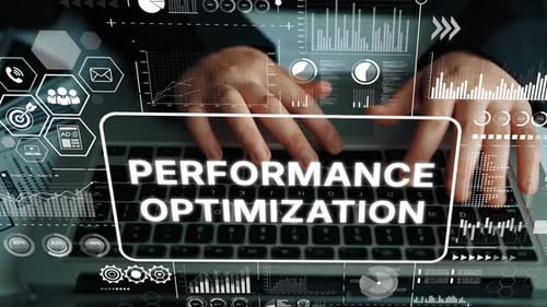 Hands on Laptop with Performance Optimization Graphics and Data Visuals for Business Analysis and St