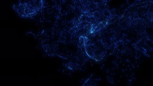 Abstract Blue Glowing Particles Loop Background