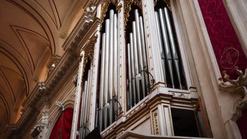 Ancient Pipe Organ Inside a Church