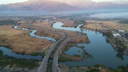 calm waters in lagoon caren, located in santiago, country of chile