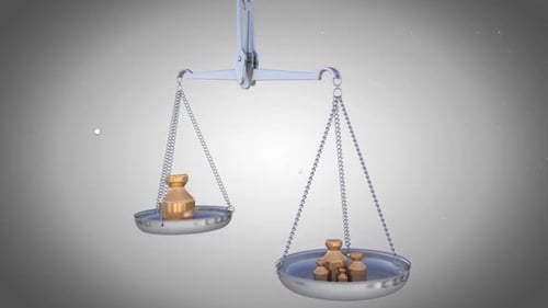 Balance Scale with Weights Symbolizing Justice