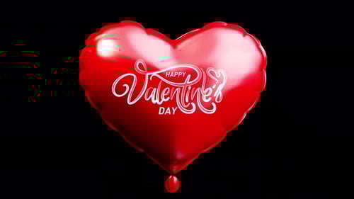 Happy Valentine Day Title Romantic Heart Balloon Alpha Loop Red