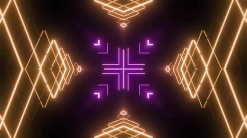 Dynamische Neonlichter pulsieren mit lebendiger Energie in einem futuristischen Tunnel