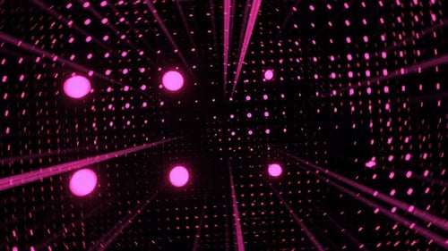 Looped 3d Animation VFX Pink Purple Tunnel with Polygonal Frames Scifi Abstract Cyclic Background