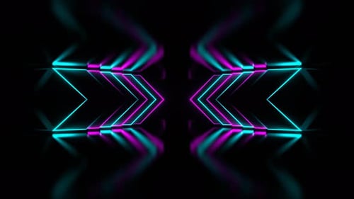 Corridor With Cyan And Pink Neon Arrows Background Vj Loop In 4K