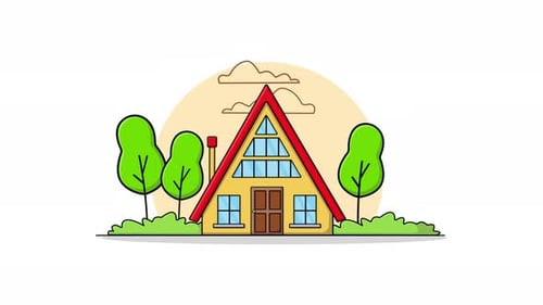 4k Wooden Cottage in Forest Animation Video