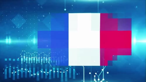 France Flag On Economy Background And Graph