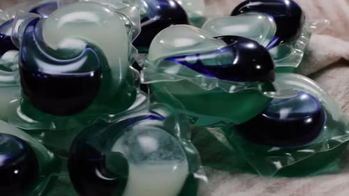 Extreme Close Up of Laundry Detergent Pods