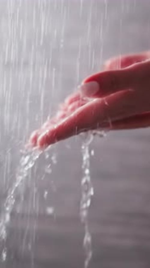 Hand Washing Under Refreshing Shower Stream