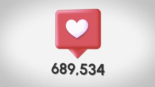 Social Media Heart Like Counter Growing Animation